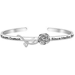 POTIY Vampire Fans Gift Vampire Inspired Jewelry Team Damon Since Hello Brother Movie Flower Bracelet for Women Girls