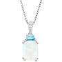 2 1/6 ct Natural Opal & Swiss Blue Topaz Pendant with Diamonds in Sterling Silver, 18''