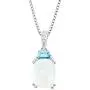 2 1/6 ct Natural Opal & Swiss Blue Topaz Pendant with Diamonds in Sterling Silver, 18''