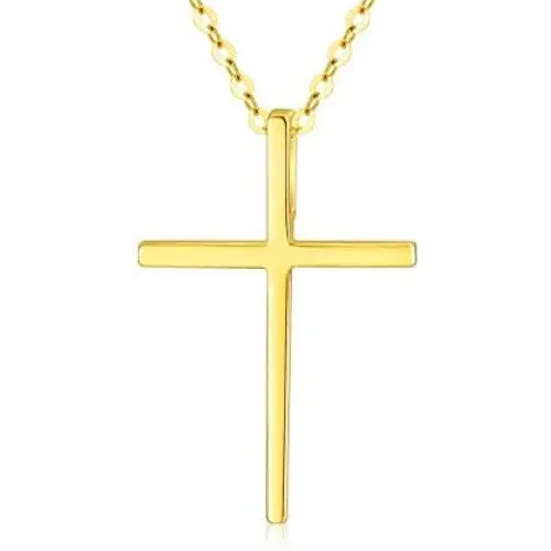 18K Solid Gold Tiny Cross Pendant Necklace for Women Simple Classic Cross Necklaces Religious Jewelry Gifts for Wife, Mother, 16-18 inch