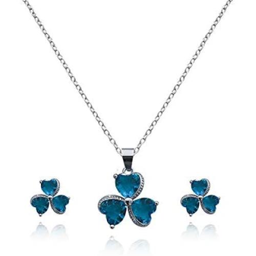 MFHUNX Fashion Necklace/Earrings Engagement Jewelry Set for Women 18K Gold Plated Halo CZ Hypoallergenic Wedding Jewelry for Girls Mom Lover