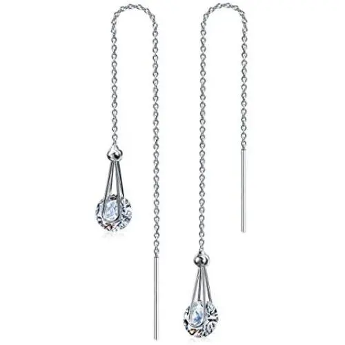 Kainier Drop Dangle Earrings CZ Tear Drop Style 14K Gold Plated Cubic Zirconia Thread Dangling Earrings for Women and Girls Kainier Drop Dangle Earrings CZ Tear Drop Style 14K Gold Plated Cubic Zirconia Thread Dangling Earrings for Women and Girls