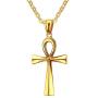 BEANS Stainless Steel Coptic Ankh Cross Religious Pendant Necklace for Men Women, 20-24 Chain