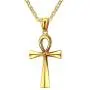 BEANS Stainless Steel Coptic Ankh Cross Religious Pendant Necklace for Men Women, 20-24 Chain