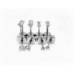 6 Pairs 20G Stainless Steel Tiny Cartilage Ear Piercing Stud Earrings Round Cubic Zirconia Earring Barbell Tragus CZ Diamond Small Studs Earrings Set For Men Gils Women Flat Screw On Back Jewelry Gifts Birthday Bff Daughter Pack 2mm 3mm