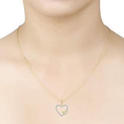 SOLIDGOLD - 14K Yellow Gold Crystal Clear CZ Double Heart Pendant and an Adjustable Necklace Chain