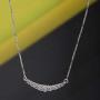 Vanbelle Sterling Silver Jewelry Curved Bar Pendant Necklace with Cubic Zirconia Stones and Rhodium Plated for Women and Girls