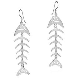 Fishbone Animal Fish Occident Beautiful Earrings Dangle for Women Girl Silver Plated fashion club Jewelry Gift