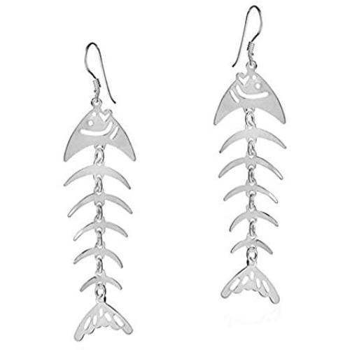Fishbone Animal Fish Occident Beautiful Earrings Dangle for Women Girl Silver Plated fashion club Jewelry Gift