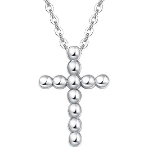 FANCIME Sterling Silver Small Cross Crucifix Stud Earrings/Pendant Necklace Dainty Cute Charm Fine Jewelry Set Gifts for Mom Women Teen Girls FANCIME Sterling Silver Small Cross Crucifix Stud Earrings/Pendant Necklace Dainty Cute Charm Fine Jewelry Set Gifts for Mom Women Teen Girls