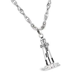 Glimkis Lighthouse Stainless Steel Urn Necklace Cremation Jewelry for Ashes Memorial Jewelry Ocean Keeper Memorial Pendant