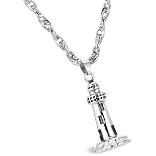 Glimkis Lighthouse Stainless Steel Urn Necklace Cremation Jewelry for Ashes Memorial Jewelry Ocean Keeper Memorial Pendant Glimkis Lighthouse Stainless Steel Urn Necklace Cremation Jewelry for Ashes Memorial Jewelry Ocean Keeper Memorial Pendant