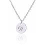AOLO Personalized Birthstone Initial A Necklace Engraved Disc Danity Pendant Necklaces Silver
