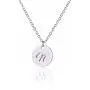 AOLO Personalized Birthstone Initial A Necklace Engraved Disc Danity Pendant Necklaces Silver