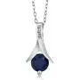 Gem Stone King 925 Sterling Silver Blue Sapphire & White Diamond Pendant Earrings Set, 3.05 Ct Round with 18 Inch Silver Chain Gem Stone King 925 Sterling Silver Blue Sapphire & White Diamond Pendant Earrings Set, 3.05 Ct Round with 18 Inch Silver Chain