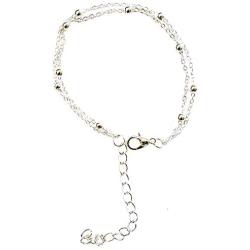 Yves Renaud 7'' Layered Silver-Gold Plated Adjustable Ball Bracelet with 2'' Extender. Dainty Simple and Elegant - Hypoallergenic Fashion Jewelry for Women Girls