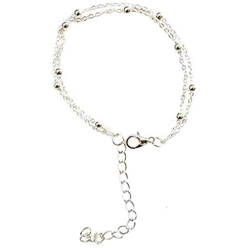 Yves Renaud 7'' Layered Silver-Gold Plated Adjustable Ball Bracelet with 2'' Extender. Dainty Simple and Elegant - Hypoallergenic Fashion Jewelry for Women Girls