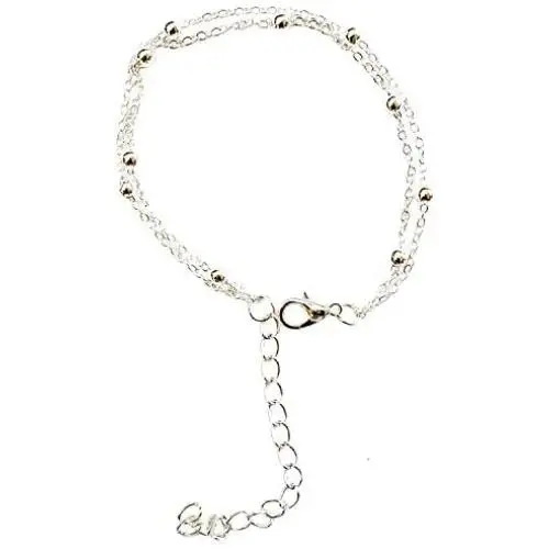 Yves Renaud 7'' Layered Silver-Gold Plated Adjustable Ball Bracelet with 2'' Extender. Dainty Simple and Elegant - Hypoallergenic Fashion Jewelry for Women Girls