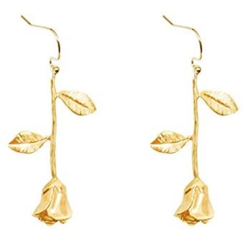 Romantic Rose Flower Dangle Hook Earrings for Women and Girl