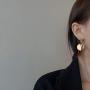Gold Circle Round Disc Drop Earrings Small Cute Coin Dangle Hoop Earrings for Women Minimalist Jewelry for Girls