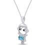 Simulated Gemstone Cute Monkey Animal Cartoon Pendant Necklace in 14K White Gold Over Sterling Silver