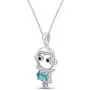 Simulated Gemstone Cute Monkey Animal Cartoon Pendant Necklace in 14K White Gold Over Sterling Silver