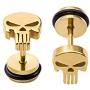 YC_jewelry Stainless Steel Punisher Skull Screw Earrings Studs Back Hip-Hop Stud Earring for Men Women.
