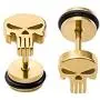 YC_jewelry Stainless Steel Punisher Skull Screw Earrings Studs Back Hip-Hop Stud Earring for Men Women.