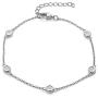 FANCIME White/Rose/Yellow Gold Plated 925 Sterling Silver Round CZ Cubic Zirconia Petite Station Simple Dainty Chain Bracelet for Women Girls, Length 7+1.2''