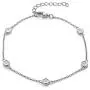 FANCIME White/Rose/Yellow Gold Plated 925 Sterling Silver Round CZ Cubic Zirconia Petite Station Simple Dainty Chain Bracelet for Women Girls, Length 7+1.2''