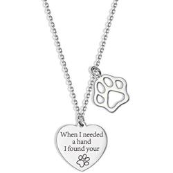 SIDIMELO Dog Necklace for Women When I Needed a Hand Animal Paw Pet Choker Necklace Pendant Footprints Jewelry Accessories for Girls Pet Memorial Necklace Hand Stamped Jewelry