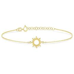 GELIN Good Vibes Only Charm Bracelet in 14k Solid Gold - Dainty Jewelry For Women - 14k Yellow Sunshine Chain Bracelet - Cute Birthday Gift for Her
