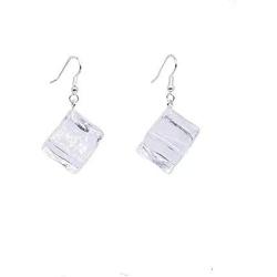 Creative Transparent Ice Cubes Dangle Earrings Acrylic Irregular Simple Funny Hot Summer Jewelry for Women Girls