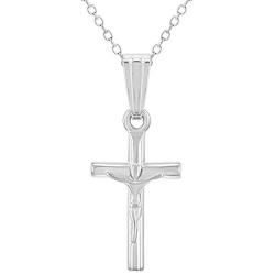 925 Sterling Silver Crucifix Pendant Religious Necklace Unisex 16''