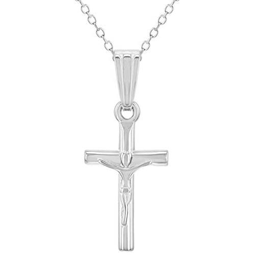 925 Sterling Silver Crucifix Pendant Religious Necklace Unisex 16''