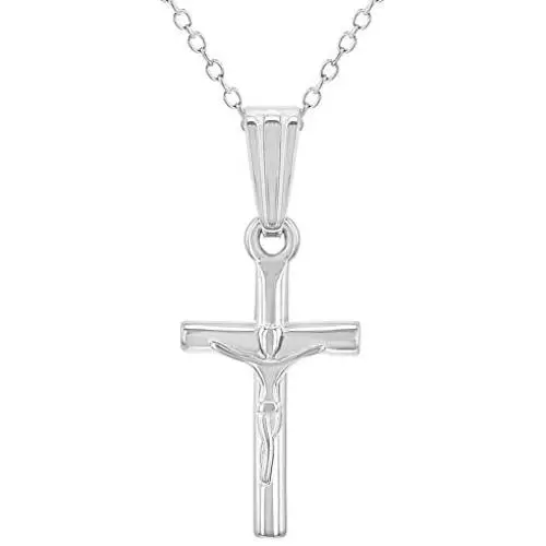 925 Sterling Silver Crucifix Pendant Religious Necklace Unisex 16'' 925 Sterling Silver Crucifix Pendant Religious Necklace Unisex 16''