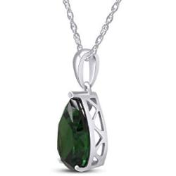 Jewel Zone US 925 Sterling Silver 6.50 Ct Pear Shape Cut Forest Green Simulated Helenite Pendant