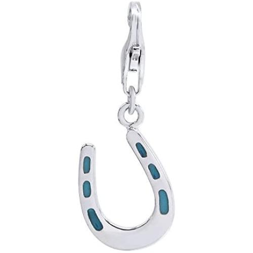 AFFY Jewelry Multi Color Enamel Horseshoe Charm Pendant Necklace in 925 Sterling Silver