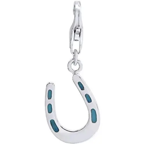 AFFY Jewelry Multi Color Enamel Horseshoe Charm Pendant Necklace in 925 Sterling Silver