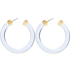 LEGITTA Transparent Color Lucite Resin Hoop Earrings Acetate Statement Drop Earrings