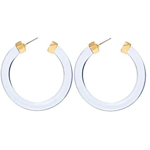 LEGITTA Transparent Color Lucite Resin Hoop Earrings Acetate Statement Drop Earrings