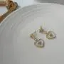 14K Gold Heart Crown Earrings Cuban Zirconia Heart Earrings Retro Palace Style Crown Drop Earrings for Women Girls