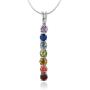 925 Sterling Silver Seven (7) Chakra CZ Stone Drop Dangling Pendant Necklace 18''