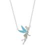 Disney Tinkerbell Jewelry for Women, Silver-Plated and Enamel Necklace, 18” Chain