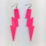 Womens Personalized Lightning Hook Earrings Dangle Drop Resin Acrylic Lighting Bolt Drop Neon Earrings for Girls Bridal Party Jewelry (Rose Red)