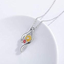 Sunflower Necklace for Women 925 Sterling Silver You are My Sunshine Sunflower Jewelry Ladybug Pendant Necklace Gifts for Mom Girlfriend