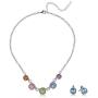 Napier Womens Silver/Rainbow Frontal Necklace Button Earrings Set