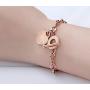 JUPPE 14K Rose Gold Titanium Steel Engraved Bracelet Personalized Bangle Gift for Women Girls
