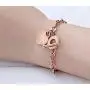 JUPPE 14K Rose Gold Titanium Steel Engraved Bracelet Personalized Bangle Gift for Women Girls