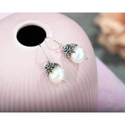 PAZ Creations .925 Sterling Silver Pearl Dangle Earrings